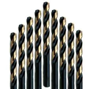 #19 Wire Size Jobber Length Drill Bit - Black and Gold - Split Point - 12 Pack