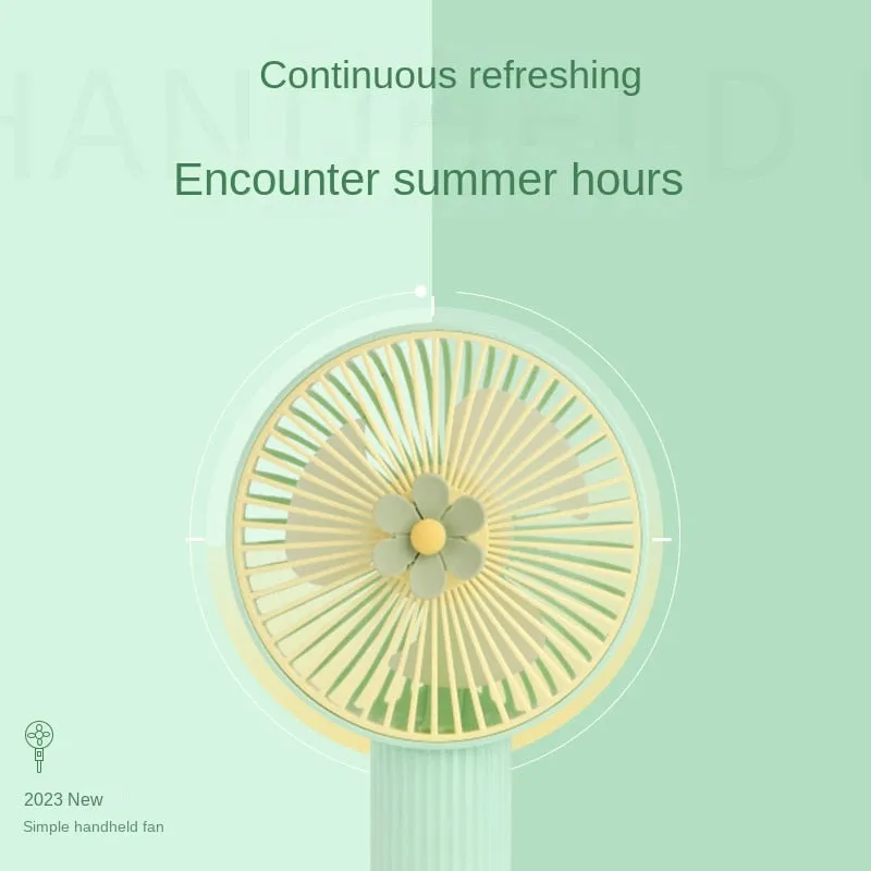 2023 New Flowers Simple Handheld Fan Outdoor with Lanyard Pocket Mini Fan Portable Three-gear Wind U