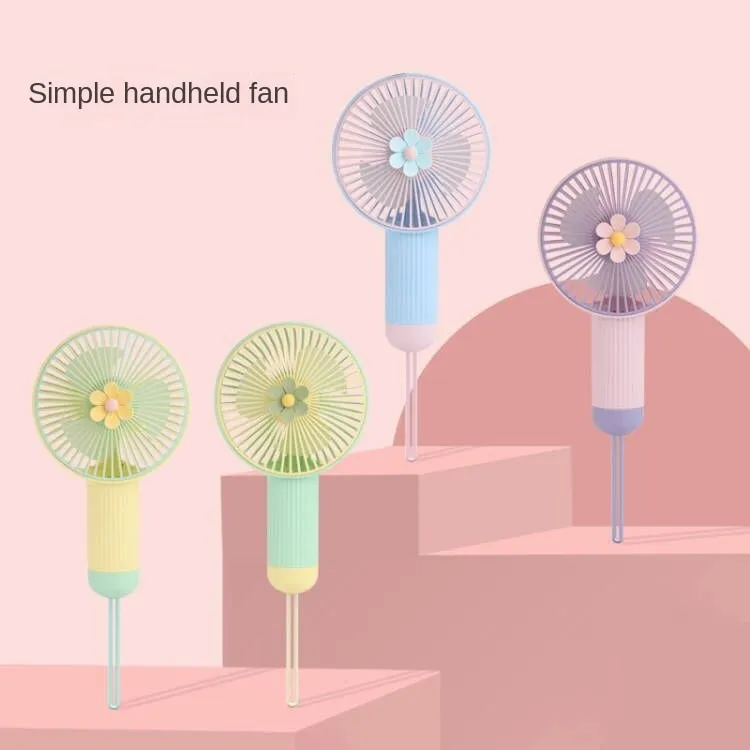 2023 New Flowers Simple Handheld Fan Outdoor with Lanyard Pocket Mini Fan Portable Three-gear Wind U