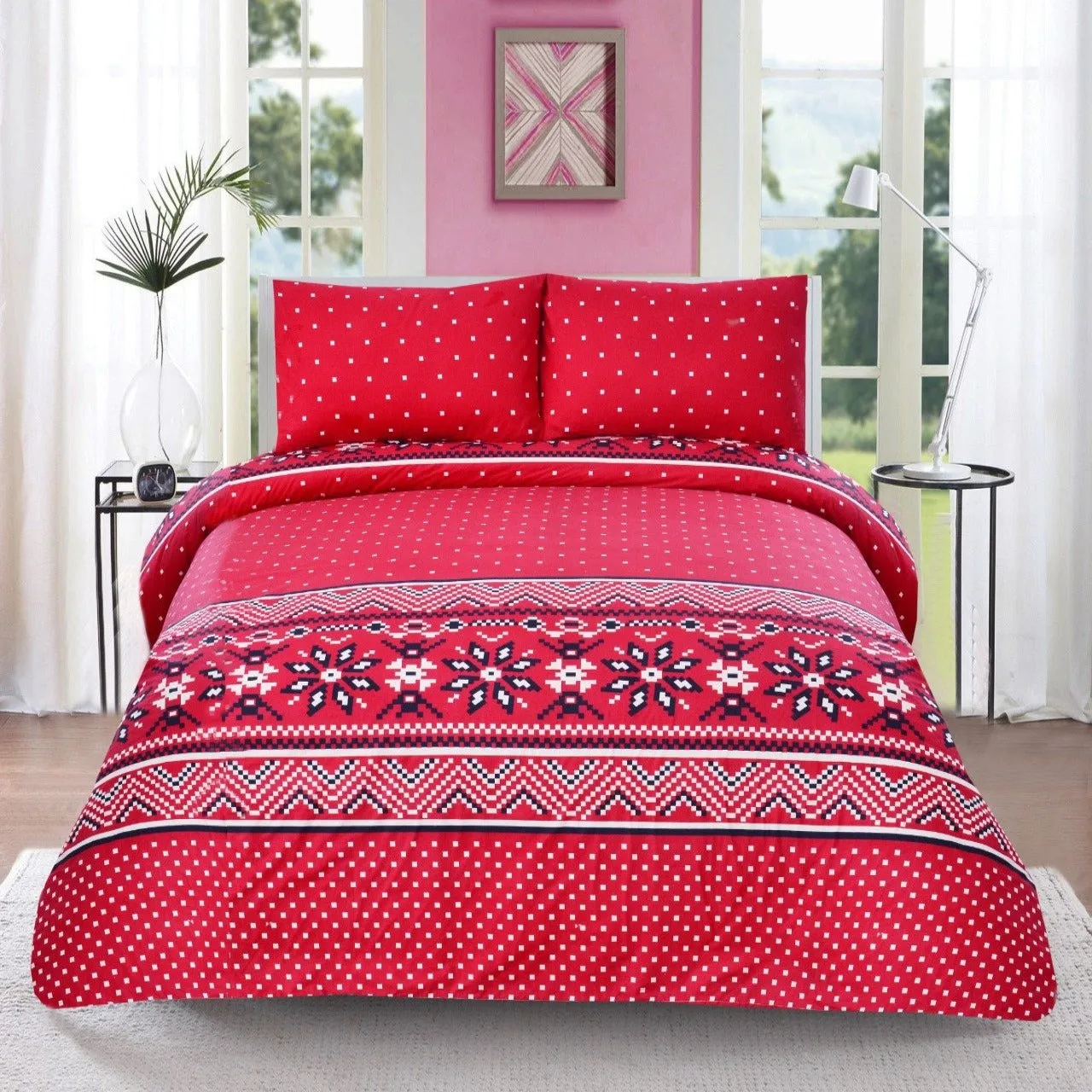 3 PCs Queen Quilt Cover-AP0547 Red