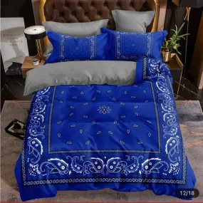 3pc Blue Bandana Duvet Cover Set US King