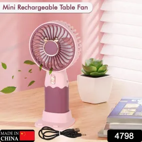 4798 Mini Fan Rechargeable Table Fan Handheld Fan USB Fan Desk Fan Cooling Fan For Home , Office , Car, & Multi Use Fan (Battery Not Include)