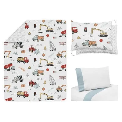 5pc Construction Truck Toddler Kids' Bedding Set Red and Blue - Sweet Jojo Designs