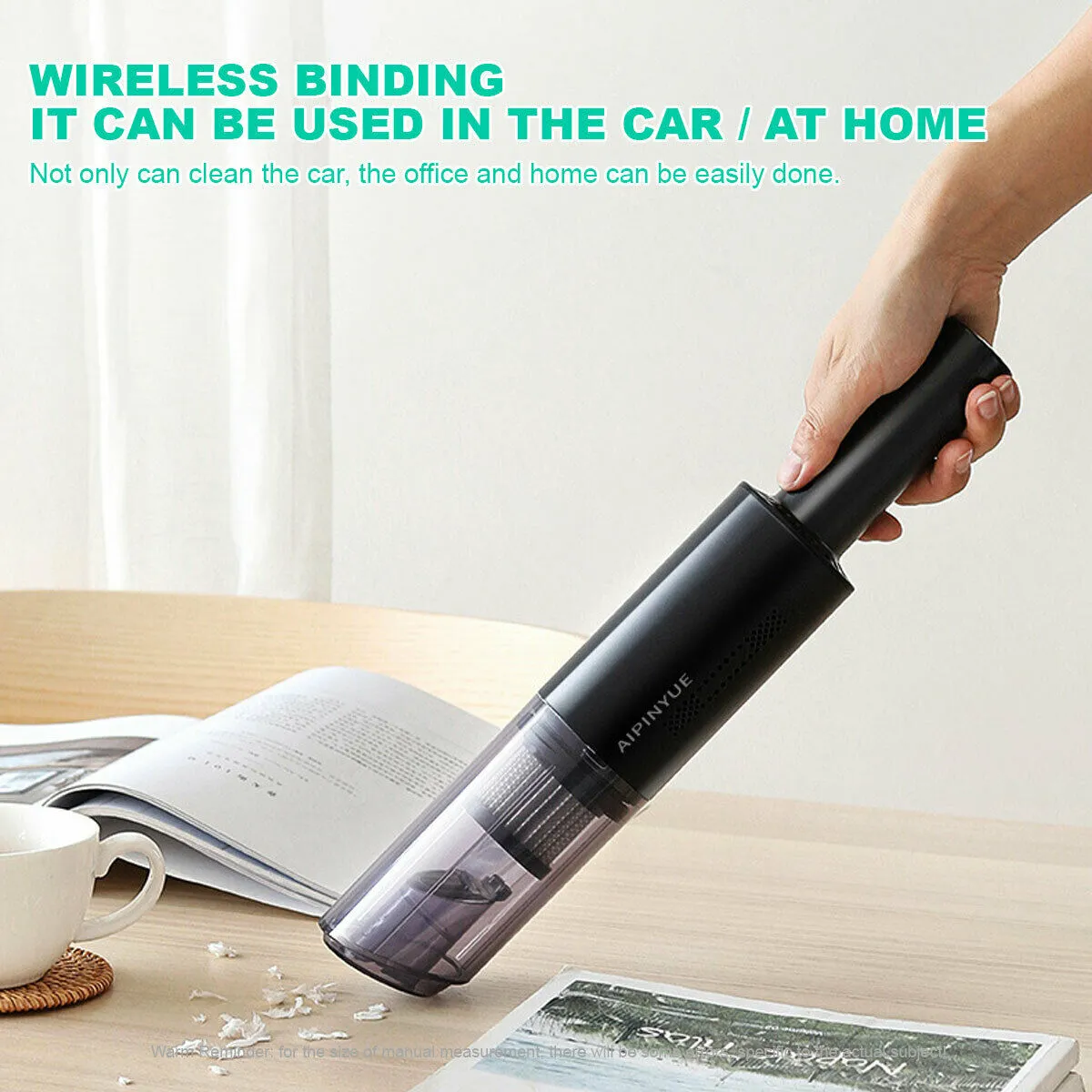 6000Pa Suction Portable Car Vacuum Cleaner, Wireless Charging