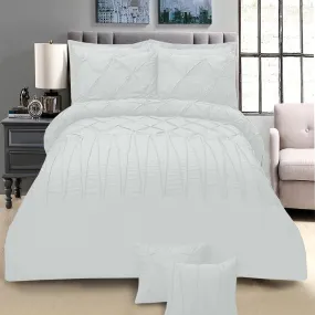 8 PC's Pintuck & Cross Pleated Duvet Set-White