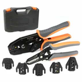 8PCS Ratcheting Crimping Tool Kit for AWG20-2 Heat Shrink, Open Barrel, Insulated and Non-Insulated Ferrules