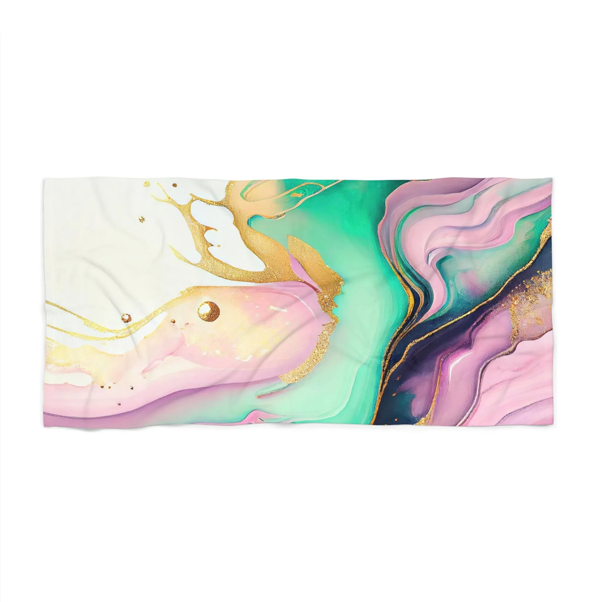 Abstract Bath, Beach Towel | Lavender Purple, Green Gold