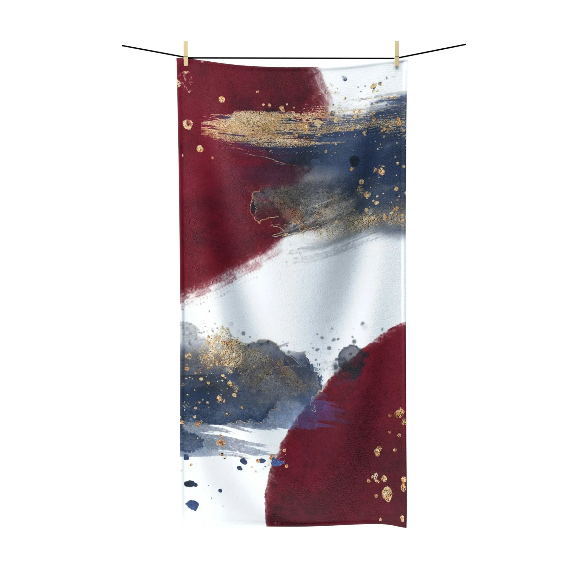 Abstract Boho Bath Towel | Burgundy Navy Blue