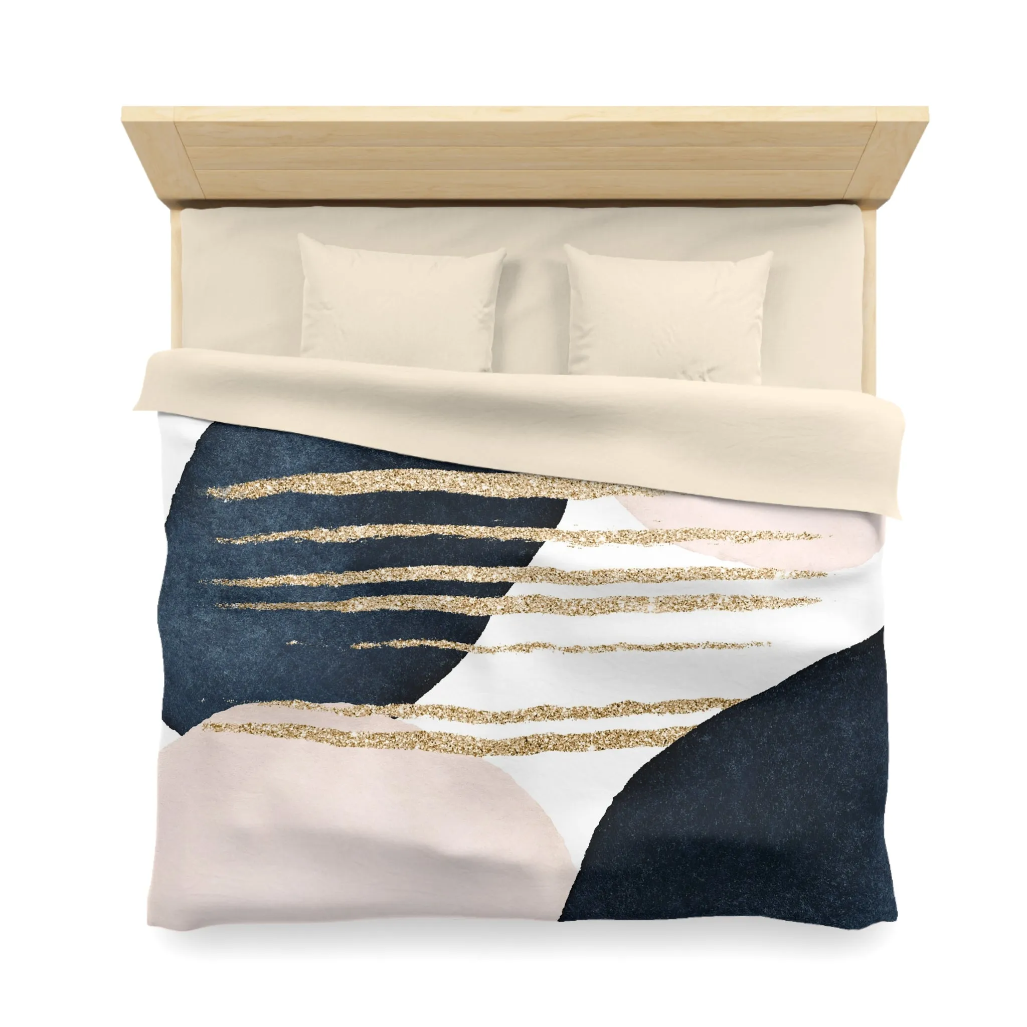 Abstract Duvet Cover | Blush Pink, Navy Blue