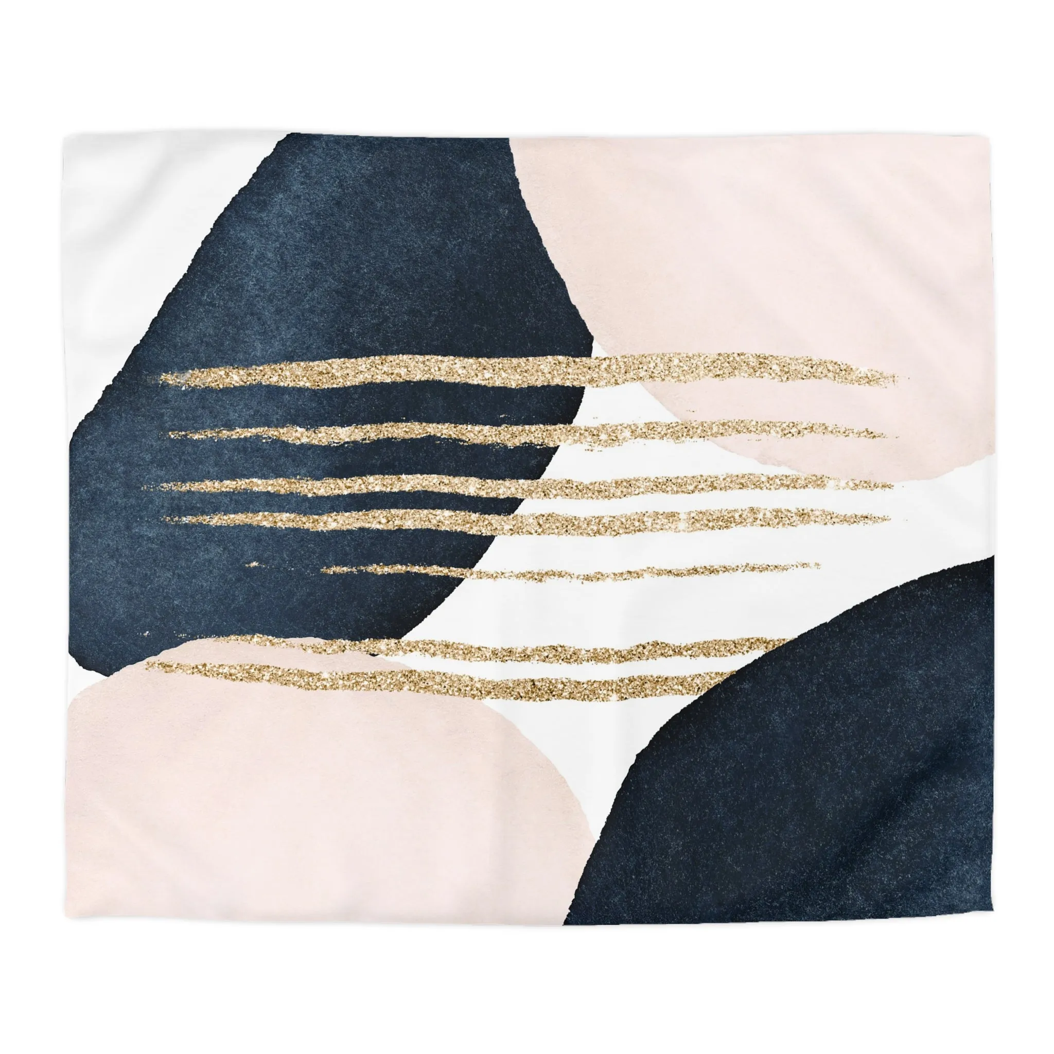 Abstract Duvet Cover | Blush Pink, Navy Blue