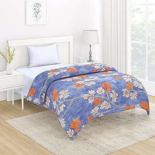 AC Comforter and Bedding Set for Single Bed, Carolina Blue Budding Leaves