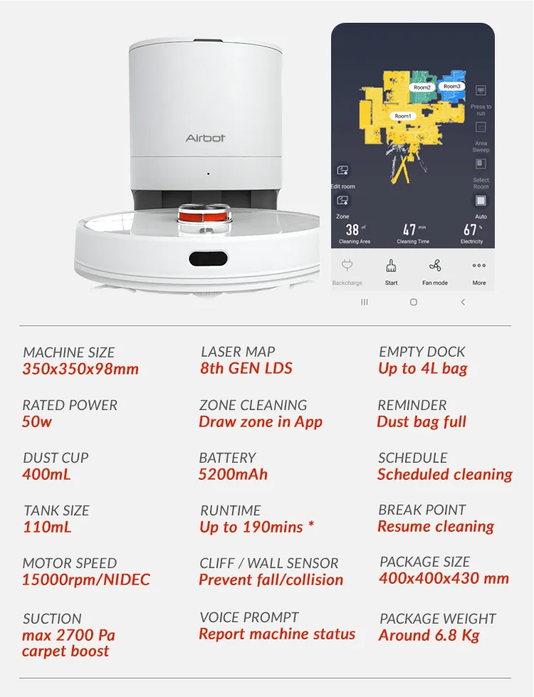 Airbot Laser Robot A700   Auto Empty Dock