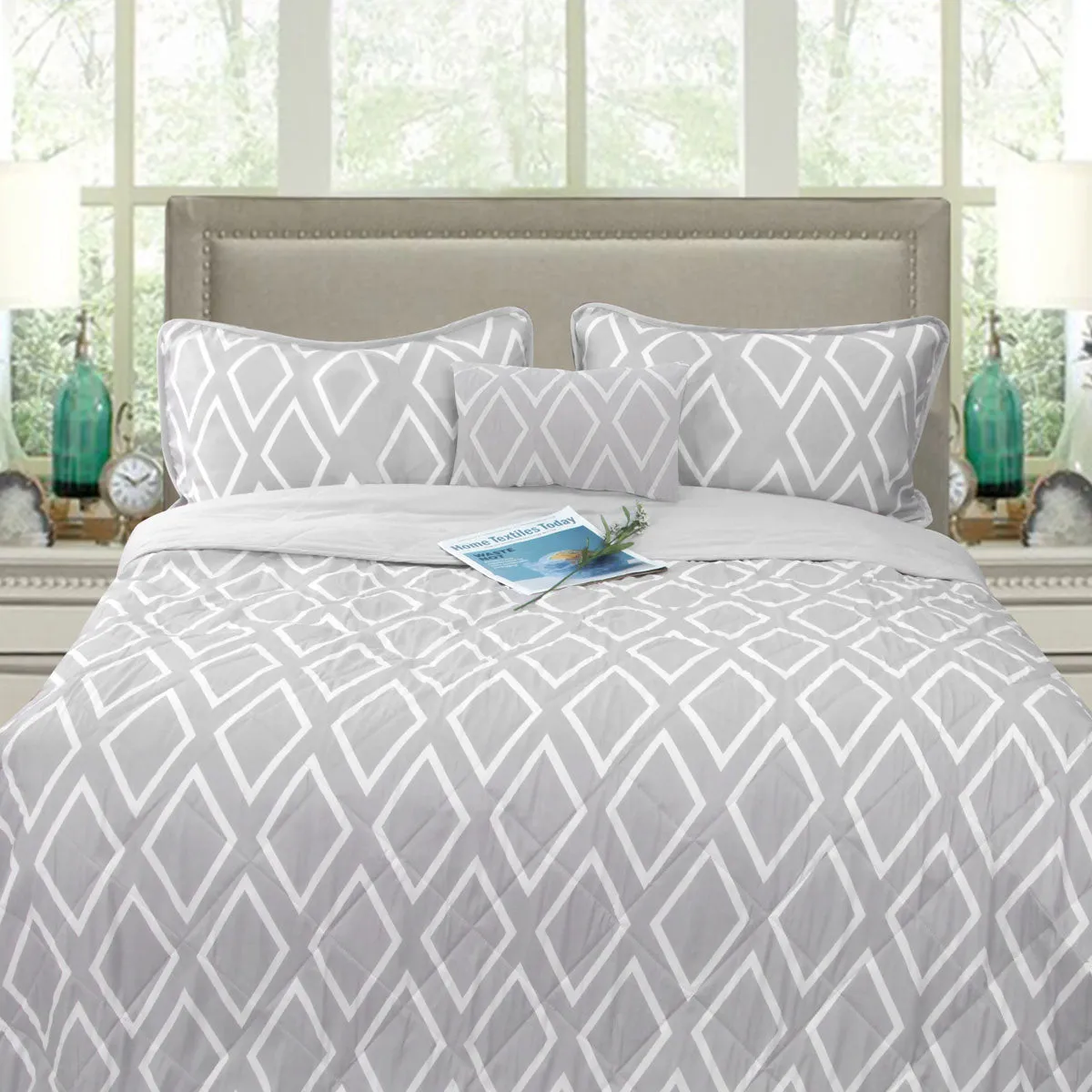 Alena Silver 4 Pcs Ultrasonic Comforter Set Queen