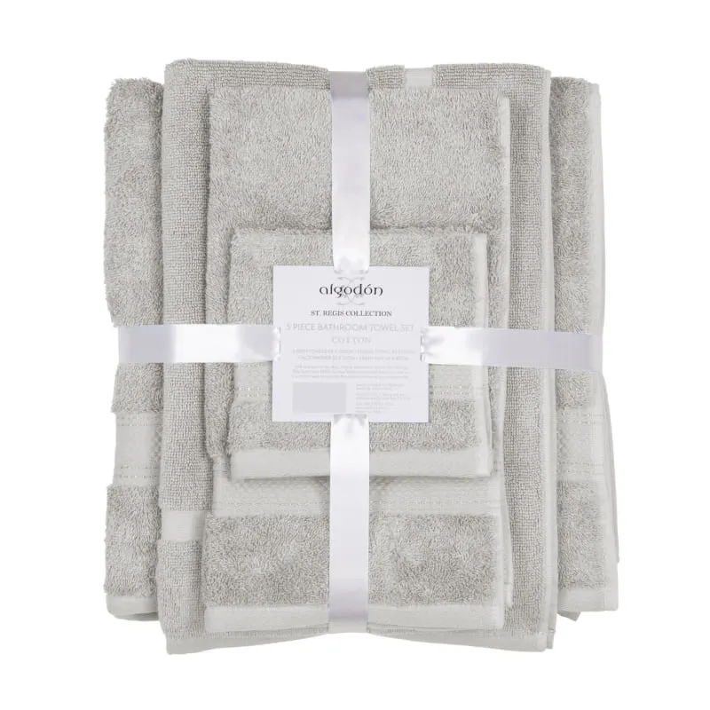 Algodon St Regis Collection 5 Piece Silver Towel Pack