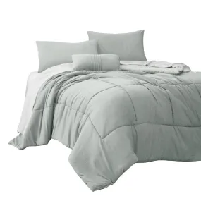 Alice 8 Piece Queen Comforter Set, Soft Light Gray By Casagear Home