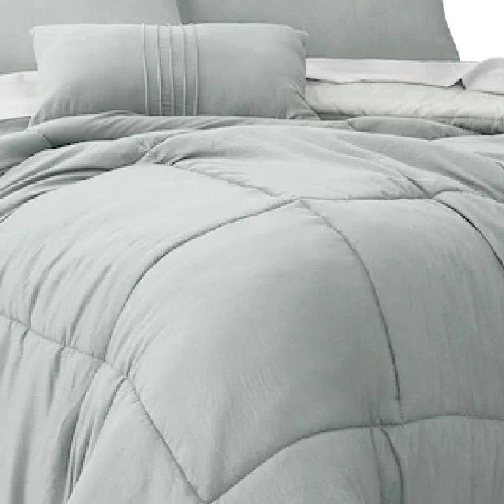 Alice 8 Piece Queen Comforter Set, Soft Light Gray By Casagear Home