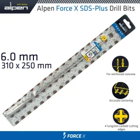 ALPEN FORCE X 6.0 x 310/250 SDS-PLUS DRILL BIT X4 CUTTING EDGES ALP845006