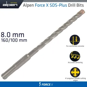 ALPEN FORCE X 8.0 x 160/100 SDS-PLUS DRILL BIT X4 CUTTING EDGES - BULK ALP763008