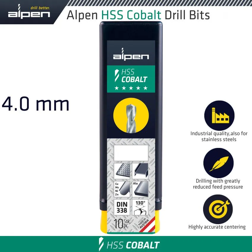 ALPEN HSS COBALT BULK DIN 338 RN,  4.0 ALP6130040