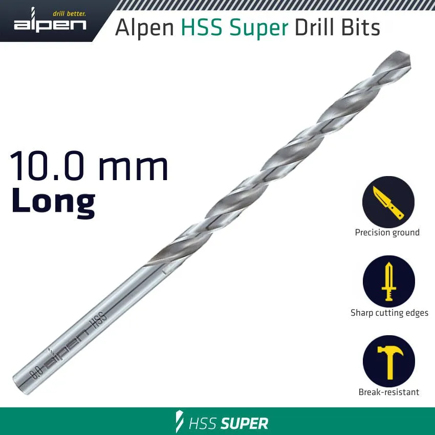 ALPEN HSS SUPER DRILL BIT LONG 10 X 184MM POUCH ALP52810