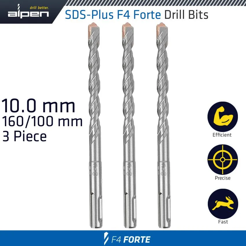 ALPEN SDS PLUS F4 BIT 10MM X 160 X 100 X 3 PCS DRILL HAMMER ALP817011101