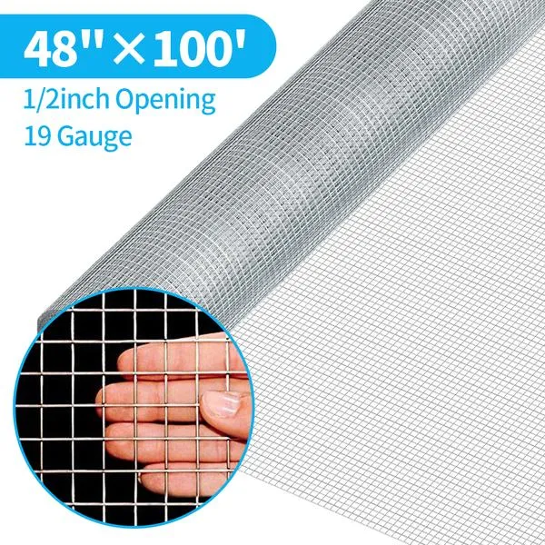 Amagabeli 48x100 1/2Inch Hardware Cloth Galvanized 19 Gauge Chicken Wire Mesh JW008