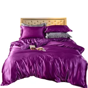 Anyhouz Beddings Indigo AU Single Size 2 Pcs High End Satin Smooth Duvet Cover Set Luxury Polyester Silky Soft Cozy Bedding Set