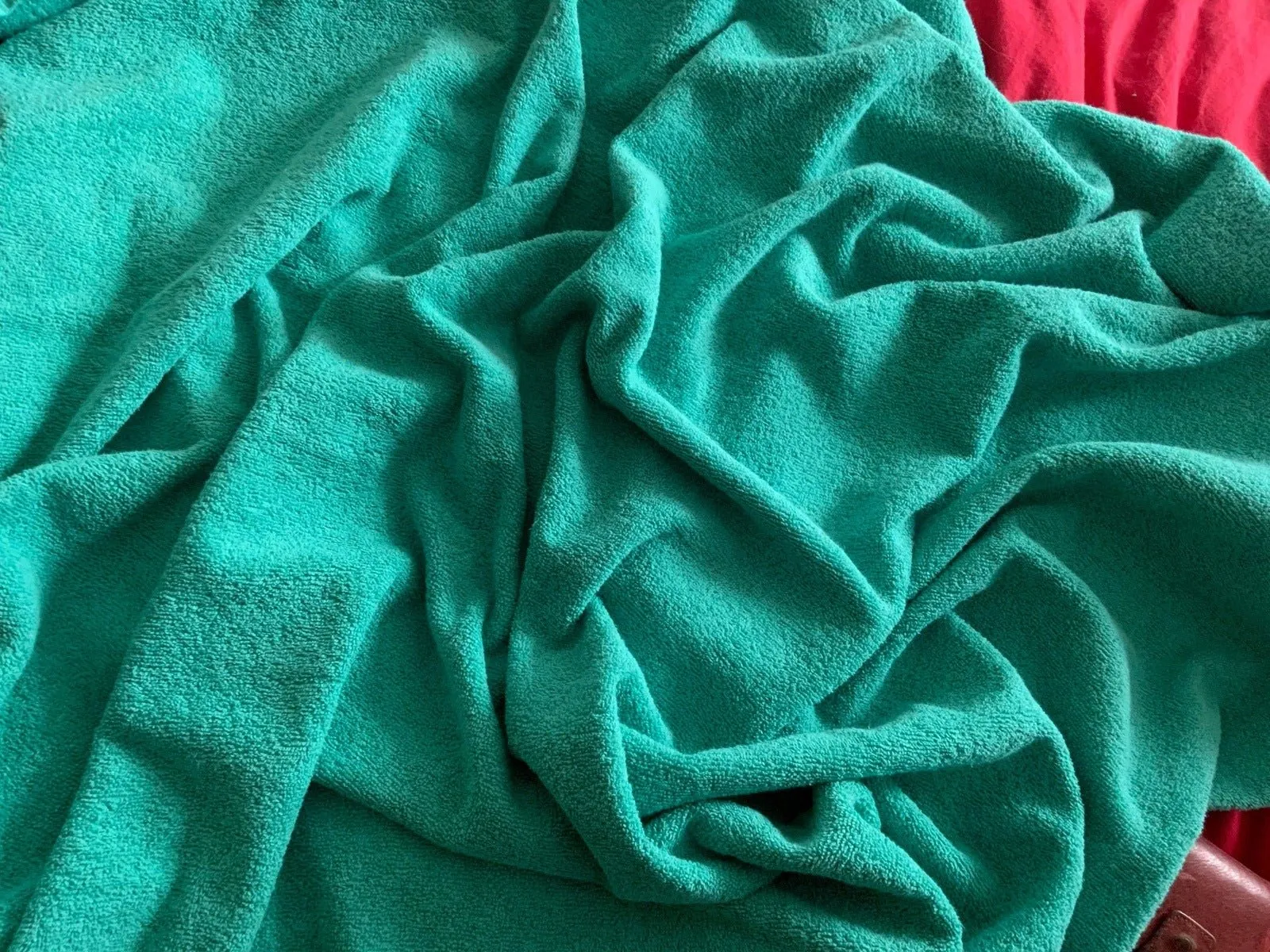 Aqua Green - Pure Cotton Thick LUXURY TOWELLING Fabric - 400 gsm - Greeny Jade Bluey