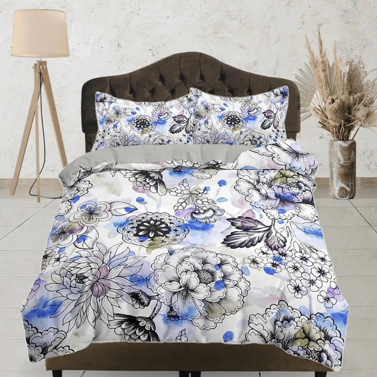 Artistic floral duvet cover colorful bedding, teen girl bedroom, baby girl crib bedding boho maximalist bedspread aesthetic bedding