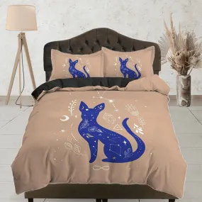 Astrology Zodiac Mystic Cat Boho Bedding, Bohemian Dorm Bedding, Duvet Cover Set, Aesthetic Duvet Cover King Queen Full Twin Single