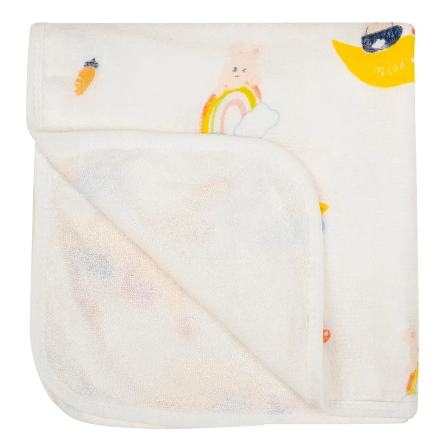 Baby Moo  Cloudy Rainbow  100% Cotton Ultra Soft Eco Friendly Absorbent Towel - White