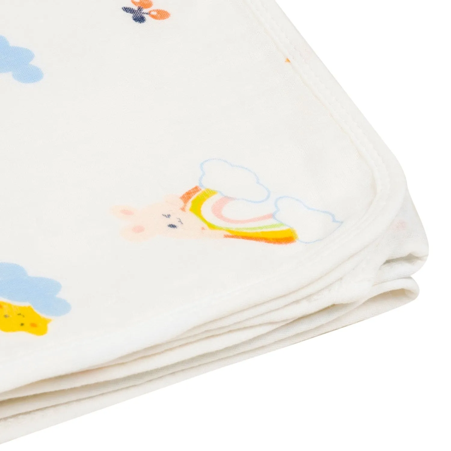 Baby Moo  Cloudy Rainbow  100% Cotton Ultra Soft Eco Friendly Absorbent Towel - White