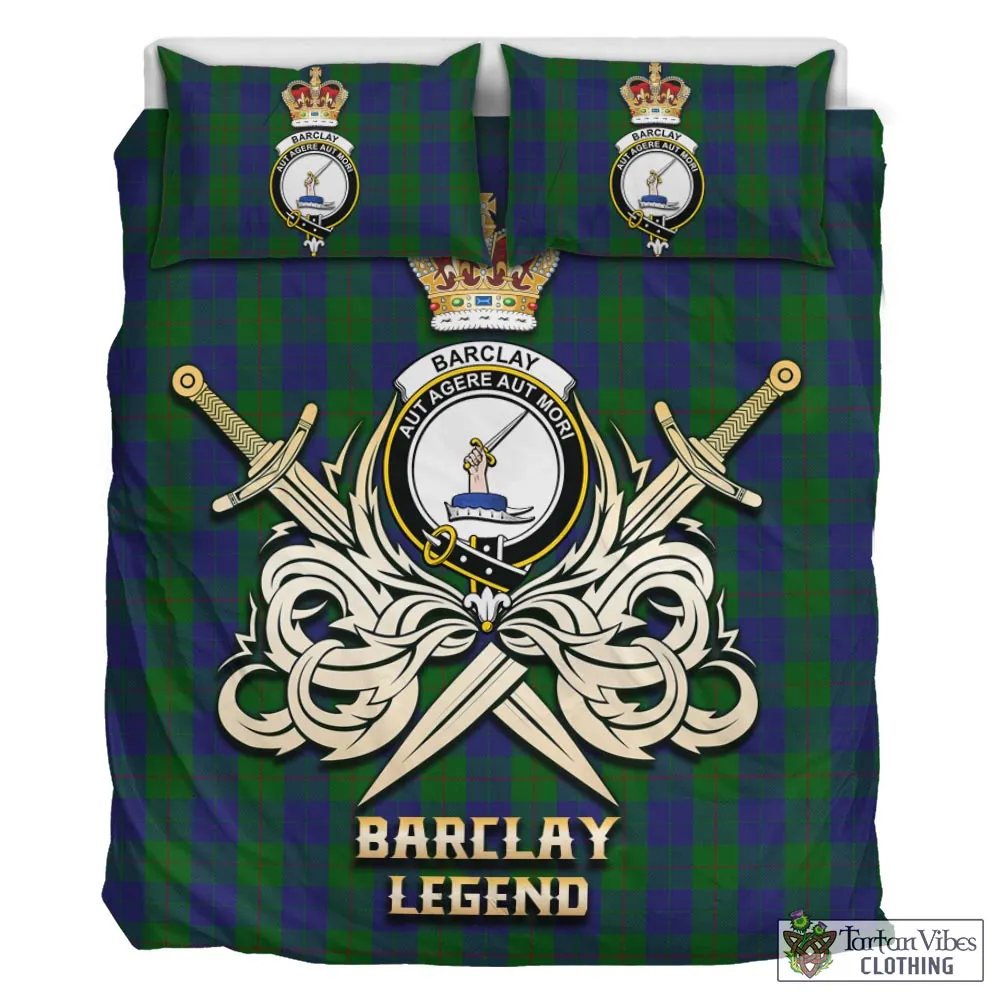 Barclay Tartan Bedding Set with Clan Crest and the Golden Sword of Courageous Legacy