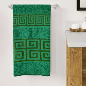 Bath Towel Greek Border - Mid Green