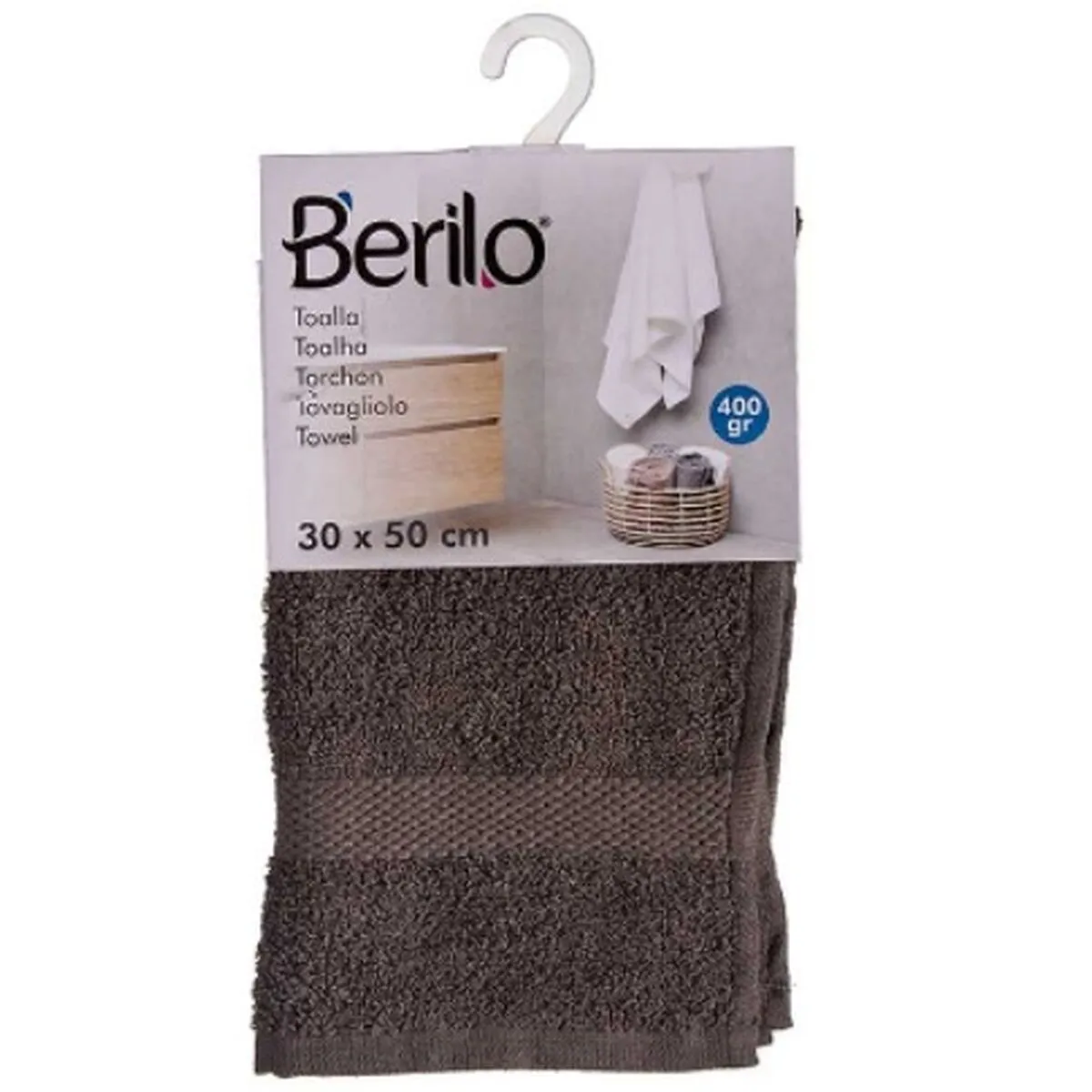 Bath towel Grey 30 x 50 cm (12 Units) * Toalla de baño Gris 30 x 50 cm (12 Unidades)