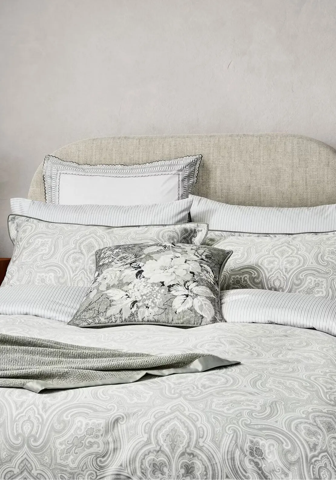 Bedeck Amalia Paisley Print Duvet Cover Set, Silver