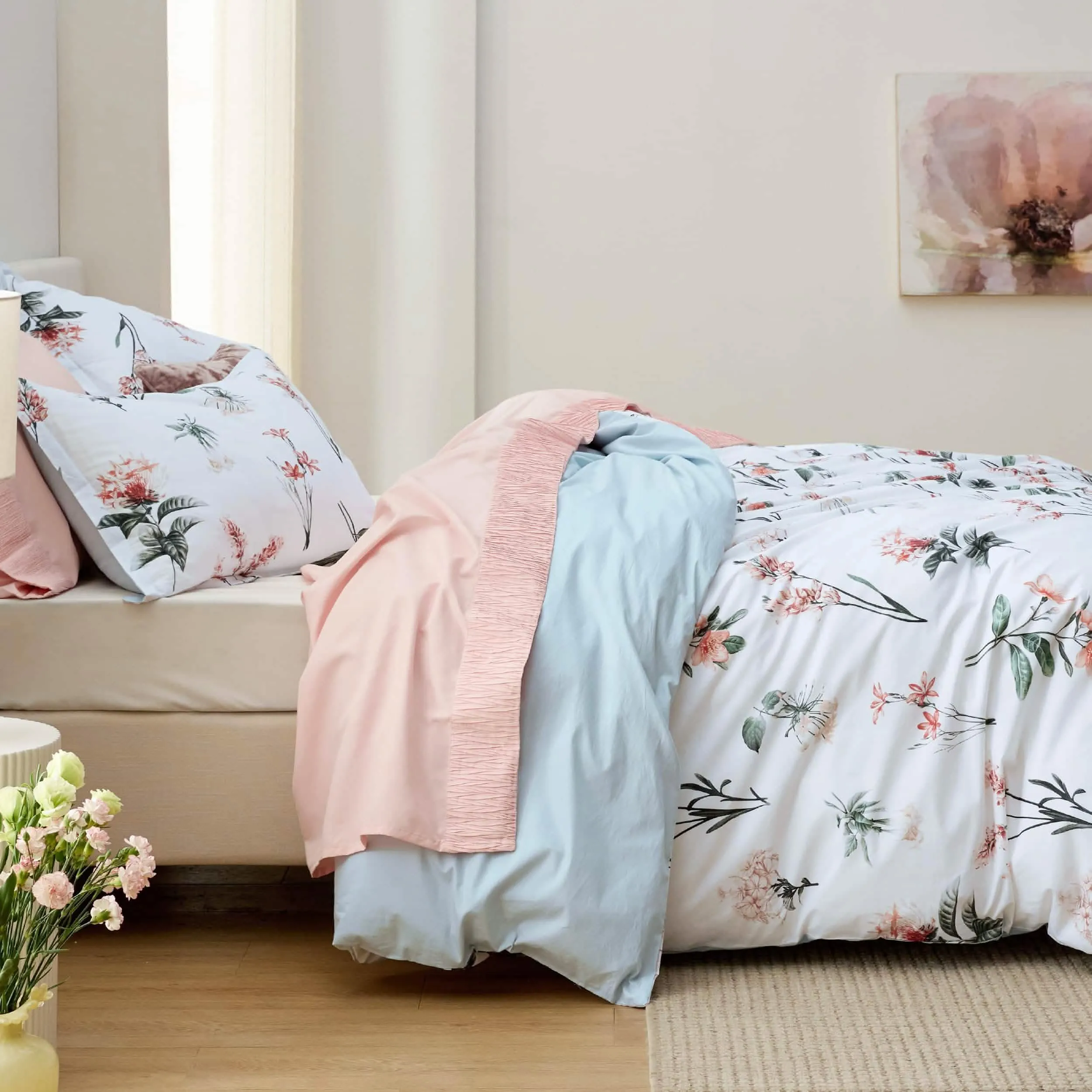 Bedsure 100% Cotton Reversible Floral Duvet Cover Set