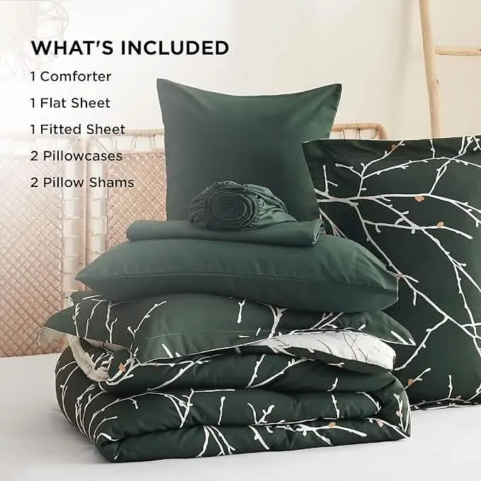 Bedsure Tree Branch Floral Pattern Bed in A Bag