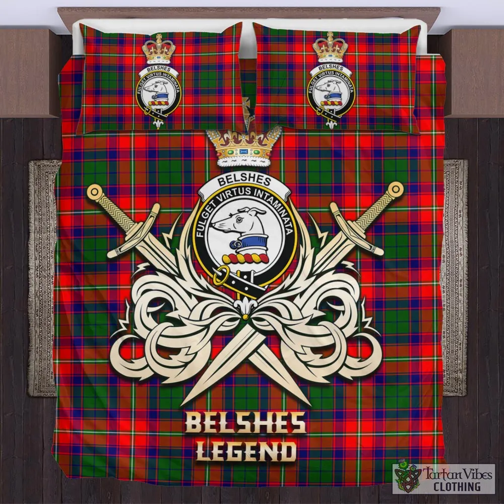 Belshes Tartan Bedding Set with Clan Crest and the Golden Sword of Courageous Legacy