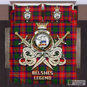 Belshes Tartan Bedding Set with Clan Crest and the Golden Sword of Courageous Legacy