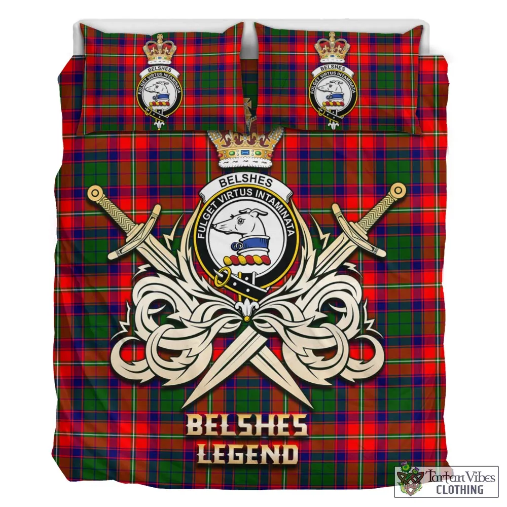 Belshes Tartan Bedding Set with Clan Crest and the Golden Sword of Courageous Legacy