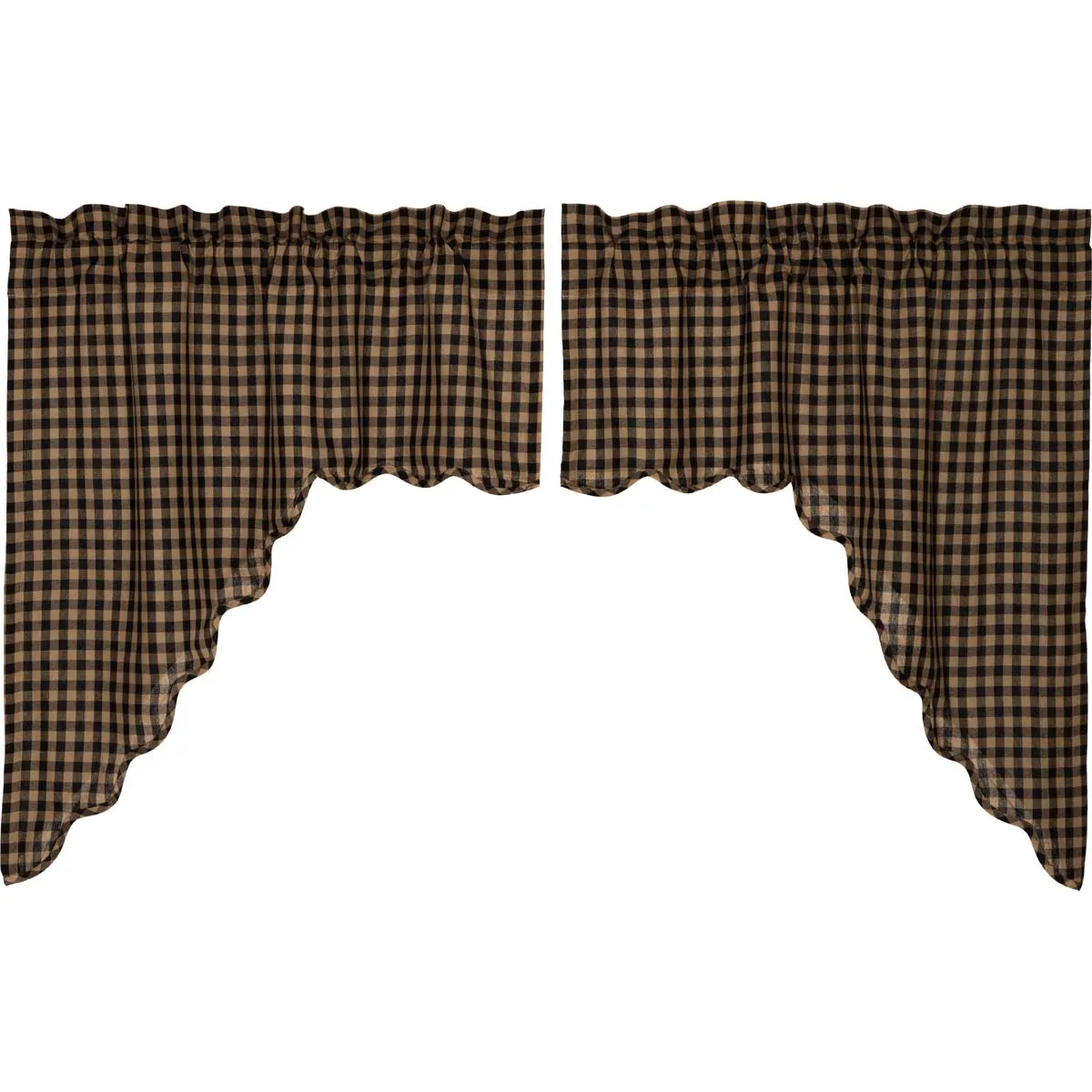 Black Check Scalloped Swag Set of 2 36x36x16 - More due back Mid December 2024