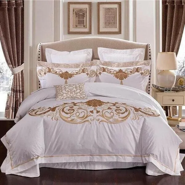 Brizia Luxury Egyptian Cotton Embroidery Duvet Cober Set