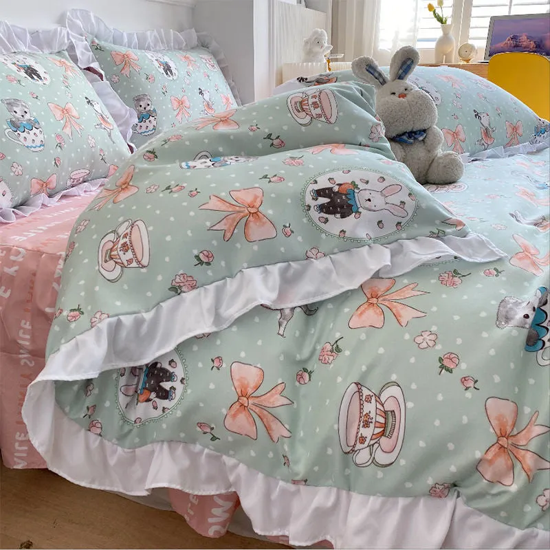 Bunnies in Summer Time Frill Edge Bedding Set