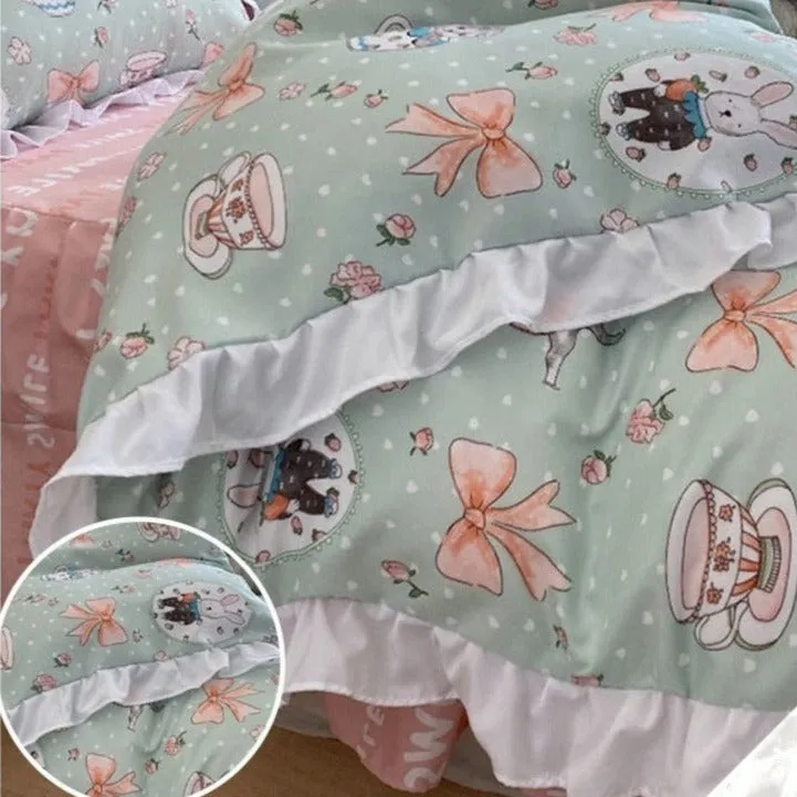 Bunnies in Summer Time Frill Edge Bedding Set