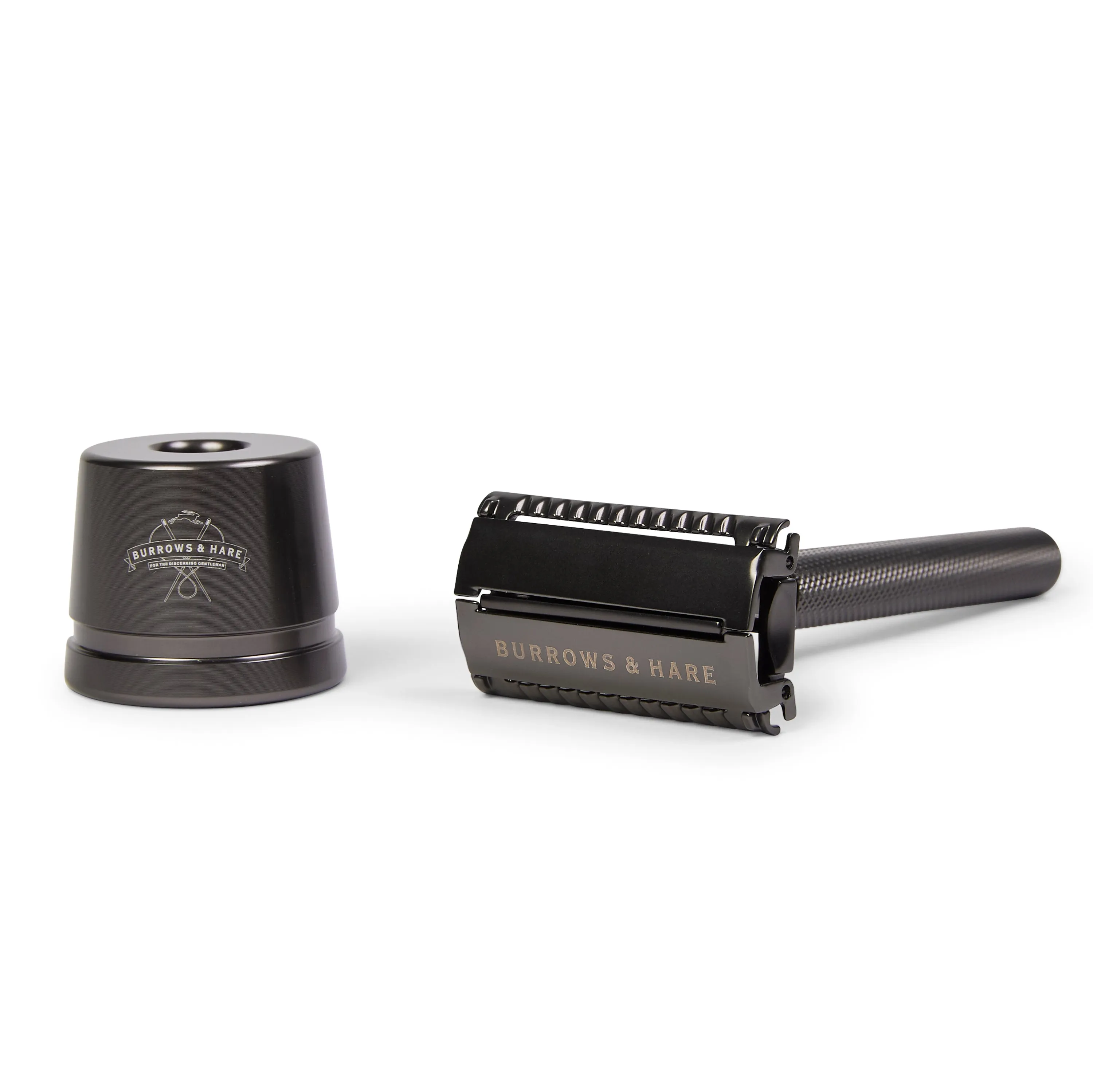 Butterfly Double Edge Safety Razor & Stand - Grey