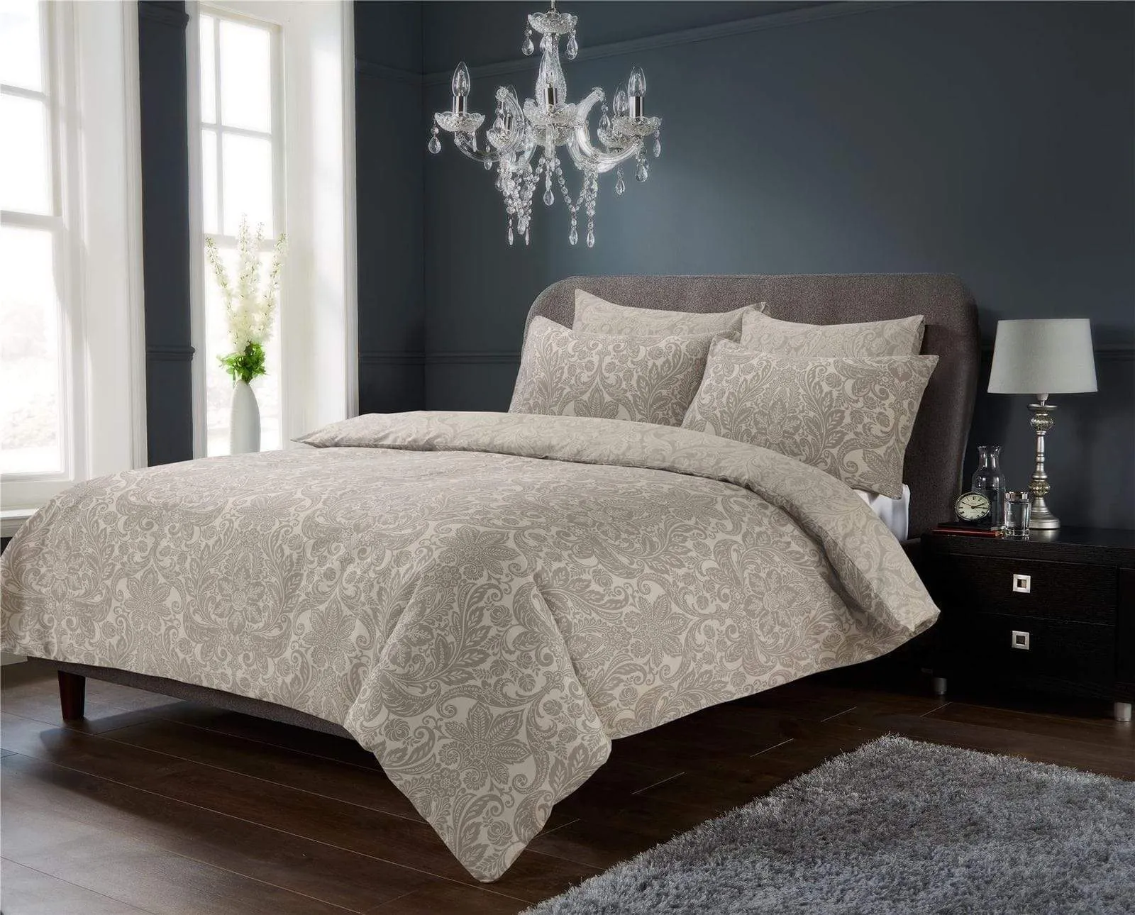 Chantilly Floral Luxury Cotton Rich Duvet Set Super Soft OEKO-TEX Certified Bedding in Single Double King Sizes by OLIVIA ROCCO