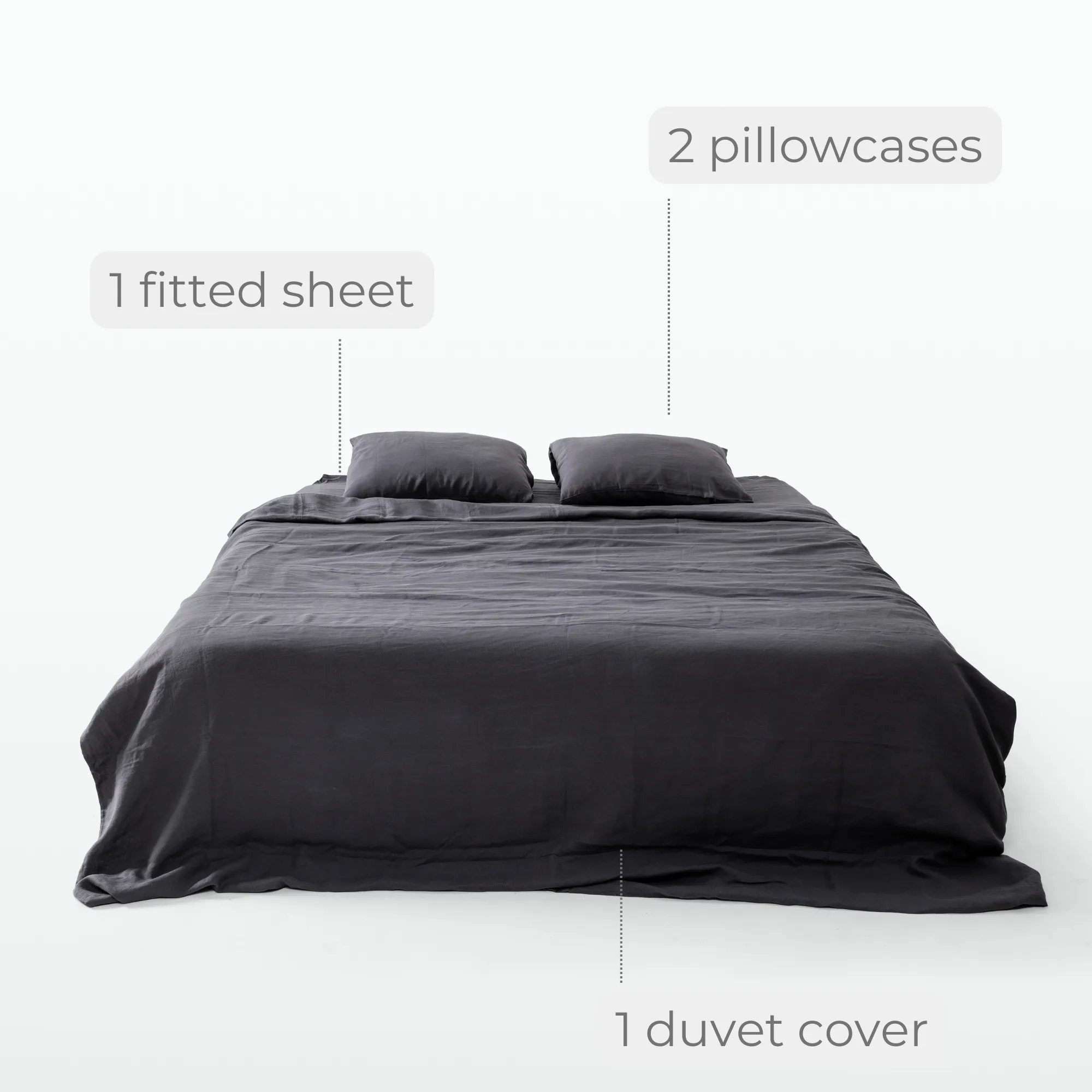 Charcoal Linen Bedding Set (4 pcs)