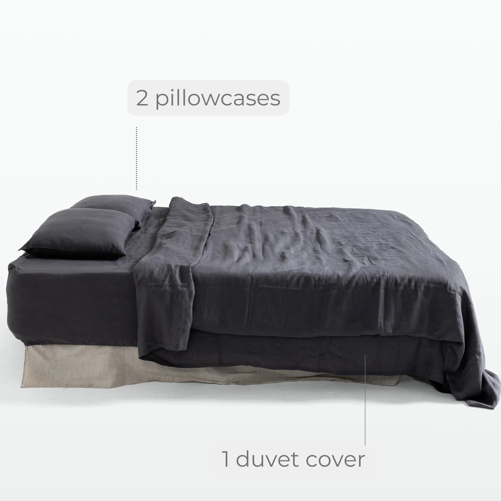 Charcoal Linen Duvet Cover Set (3 pcs)