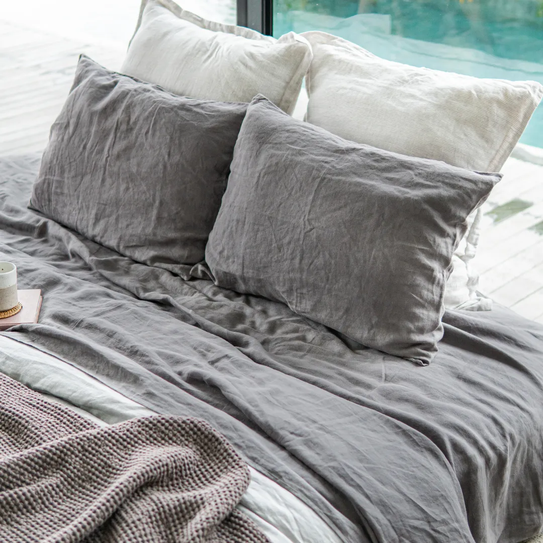 Charcoal Linen Duvet Cover